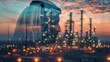 © wellart - Arabian Man Silhouette Over Industrial City Lights.