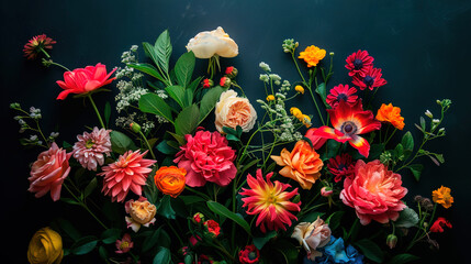 Wall Mural - flowers on the black background 