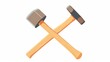 © Damerfie - Two wooden mallets crossed against each other on a plain white background, symbolizing tools of trade often used in carpentry and woodworking for crafting and building.