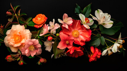 Wall Mural - flowers on the black background 