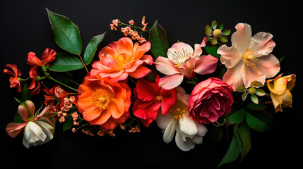 Wall Mural - flowers on the black background 