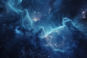 Poster - Starry, nebulous cosmic clouds, celestial background with floating constellations and nebulae