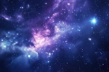 Poster - Starry, nebulous cosmic clouds, celestial background with floating constellations and nebulae