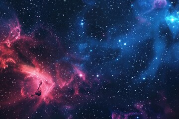 Poster - Starry, nebulous cosmic clouds, celestial background with floating constellations and nebulae