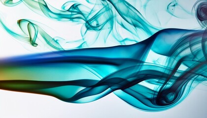 Wall Mural - abstract background with dynamic smoky waves in vibrant teal on a solid white background