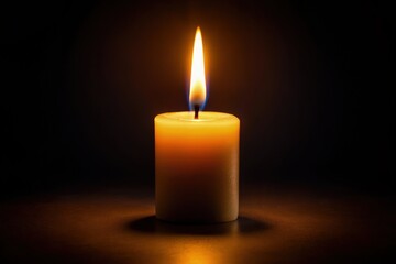 A Single Candle Burning Brightly in the Darkness. Generative AI