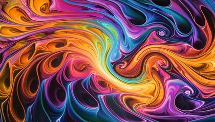 Wall Mural - mesmerizing swirls of vibrant hues abstract digital art showcasing fluid motion and kaleidoscopic patterns