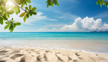 Wall Mural - seascape of beautiful tropical beach with calm sky sea view and sand beach summer background