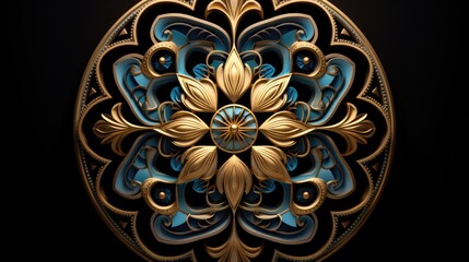 Poster - Vibrant, symmetrical floral mandala design, mesmerizing mandalinspired by Islamic art and symbolism