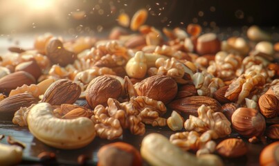 Wall Mural - Assorted nuts: almonds, walnuts and cashews