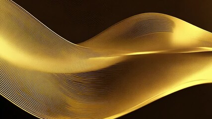 Aufkleber - A digital image of a golden wave with abstract lines on a dark background.