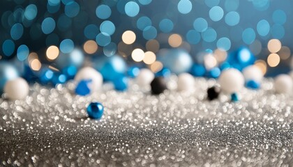 background of abstract glitter lights silver blue and black de focused