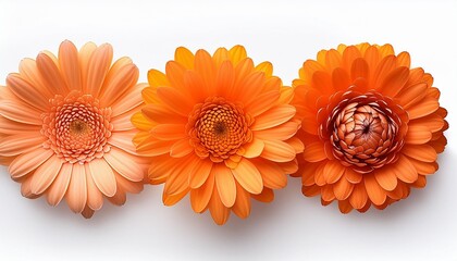 Wall Mural - orange flower from above on a white isolated background