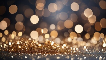 Wall Mural - golden glitter bokeh sparkles lights dark abstract texture overlay background