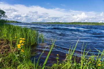 Wall Mural - The Torne river at the border between Finland and Sweden