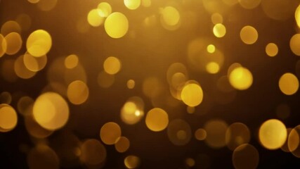 Leinwandbilder - Abstract golden bokeh lights in various sizes and shapes against a dark background.