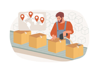 Poster - Blockchain item tracking isolated cartoon vector illustrations.