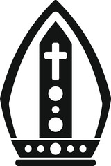 Poster - simple black and white illustration of a mitre, the traditional headwear worn by bishops and certain