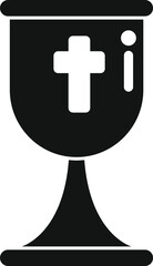 Sticker - Black and white icon of a chalice with a cross representing the holy grail