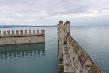 Canvas Print - Scaliger castle in the historical center of Sirmione town near Garda lake in Italy.