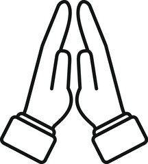 Line art icon of a businessman joining his hands in prayer