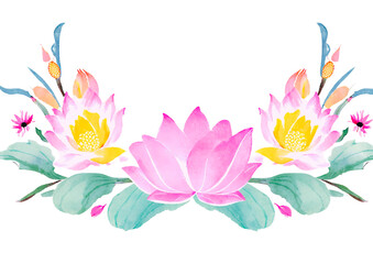 Poster - lotus flower wreath flame