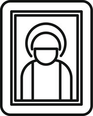 Canvas Print - Line drawing of an icon with a saint wearing a protective mask, promoting safety and faith