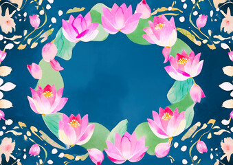 Poster - lotus flower wreath flame