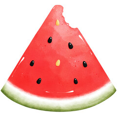 Watercolor Slice of Bitten Watermelon Illustration Isolated on Transparent Background