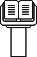 Poster - open book standing on wooden lectern, suggesting someone giving a speech during a conference