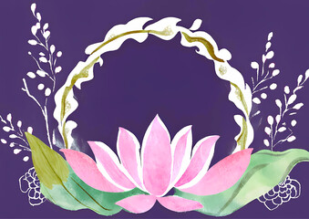 Wall Mural - lotus flower wreath flame