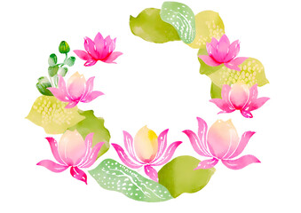 Poster - lotus flower wreath flame