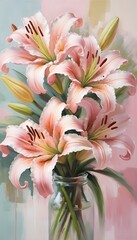 Wall Mural - Bouquet of colorful flowers painting for canvas print.