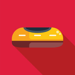 Poster - minimalist illustration of a yellow monorail train moving on the railway