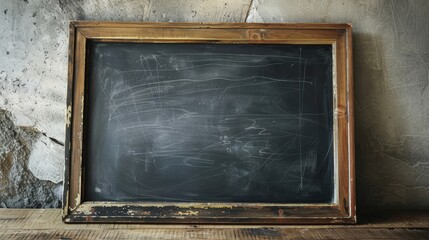 Leinwandbilder - Input text on old blackboard with wooden frame on grunge wall for educational concept