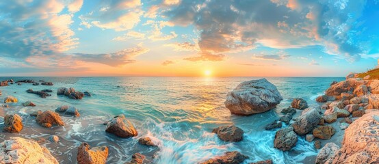 Wall Mural - Sunset Over the Rocky Coastline