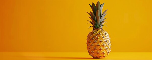 Wall Mural - Freshly picked ripe pineapple on a table