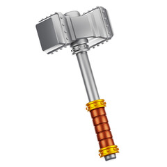 Poster - 3d rendering battle hammer icon with cartoon style. Game icon concept