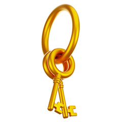 Poster - 3d rendering golden key icon with cartoon style. Game icon concept