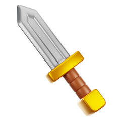 Poster - 3d rendering sword icon with cartoon style. Game icon concept
