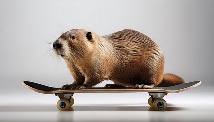 Poster - Skateboarding Beaver in Action