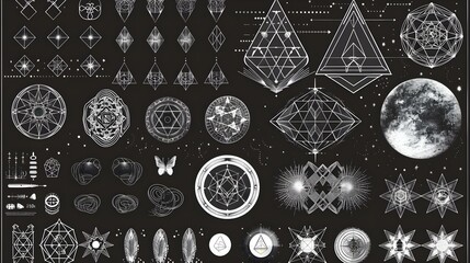 Sacred geometry symbols and elements set