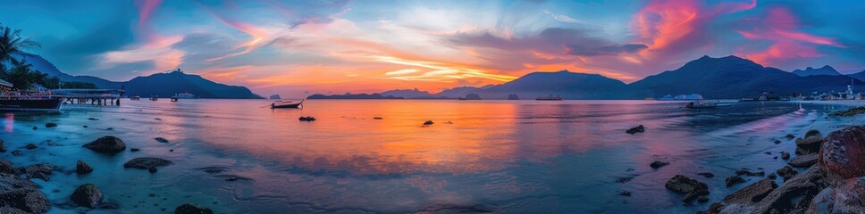 Poster - Peaceful Sunset Over a Tropical Bay