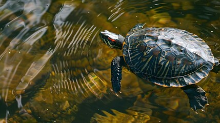 Turtle swimming in the water