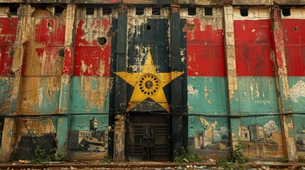 Poster - A Worn and Weathered Building Facade