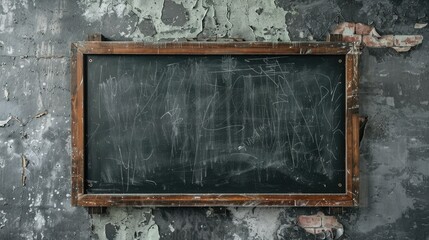 Leinwandbilder - Input text on old blackboard with wooden frame on grunge wall for educational concept
