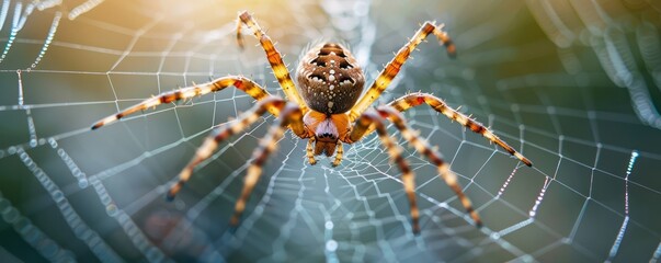 A close-up of a spider spinning its intricate web.