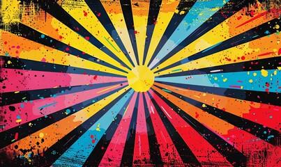 Wall Mural - Vibrant pop art comic book radial bursts