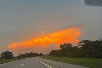 sunset on the road