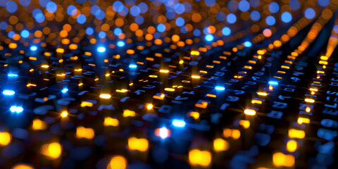 Abstract binary coding on dark background. Matrix and security concept. 3D Rendering.